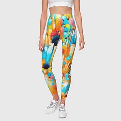 Леггинсы женские Кисти художника, цвет: 3D-принт — фото 2