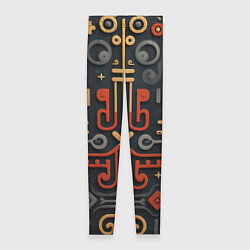 Леггинсы женские Абстрактный паттерн в славянском стиле на тёмном ф, цвет: 3D-принт