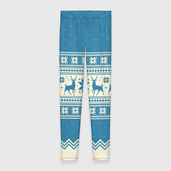 Женские легинсы Sweater with deer on a blue background