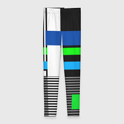 Леггинсы женские Геометрический узор сине -зеленый в стиле пэчворк, цвет: 3D-принт