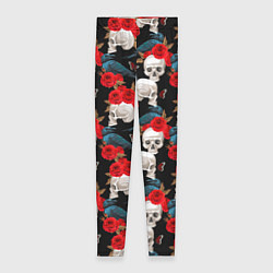 Женские легинсы Skull in roses