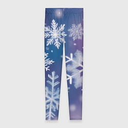 Леггинсы женские Снежинки на фиолетово-синем фоне, цвет: 3D-принт