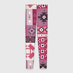 Леггинсы женские Этническая геометрия в розовой палитре, цвет: 3D-принт