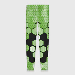 Леггинсы женские Зелёная кибер броня hexagons, цвет: 3D-принт