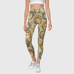 Леггинсы женские Паттерн лесной ежик, цвет: 3D-принт — фото 2