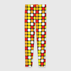 Леггинсы женские Красные, жёлтые и белые квадраты, цвет: 3D-принт