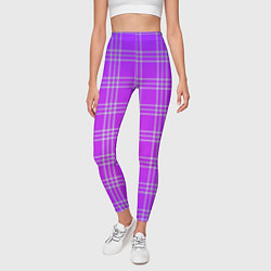 Леггинсы женские Фиалковая шотландская клетка, цвет: 3D-принт — фото 2