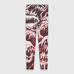 Женские легинсы Белые клыки на красном фоне