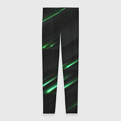 Леггинсы женские Спортивный черно-зеленый стиль, цвет: 3D-принт