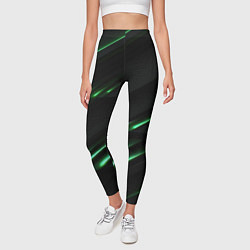 Леггинсы женские Спортивный черно-зеленый стиль, цвет: 3D-принт — фото 2