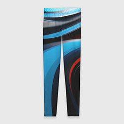 Леггинсы женские Черные и синии волны спортивный стиль, цвет: 3D-принт