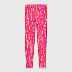 Леггинсы женские Яркий красно-розовый полосы, цвет: 3D-принт