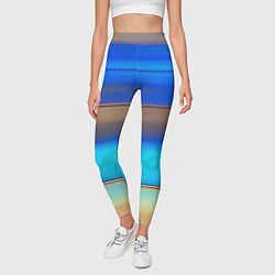 Леггинсы женские Голубые и коричневые полосы, цвет: 3D-принт — фото 2