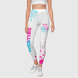 Леггинсы женские Sporting neon gradient style вертикально, цвет: 3D-принт — фото 2