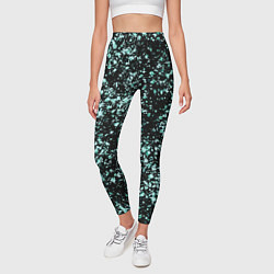 Леггинсы женские Чёрный с напылением голубого цвета абстракция, цвет: 3D-принт — фото 2