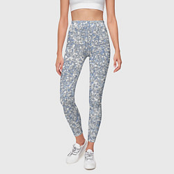 Леггинсы женские Текстурированный бело-голубой мелкий камень, цвет: 3D-принт — фото 2