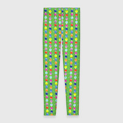 Леггинсы женские Паттерн с вертикальными гирляндами на зеленом, цвет: 3D-принт