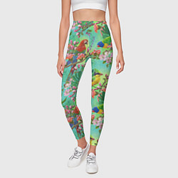 Леггинсы женские Попугаи и птицы в джунглях, цвет: 3D-принт — фото 2