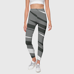 Леггинсы женские Серые с белым полосами, цвет: 3D-принт — фото 2