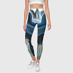 Леггинсы женские Blue stripes on a black and white background, цвет: 3D-принт — фото 2
