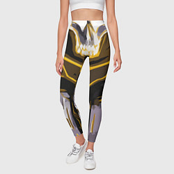 Леггинсы женские Yellow stripes on a black and white background, цвет: 3D-принт — фото 2