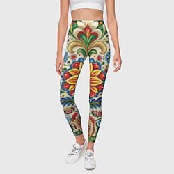 Леггинсы женские Русские классические узоры и орнамент, цвет: 3D-принт — фото 2