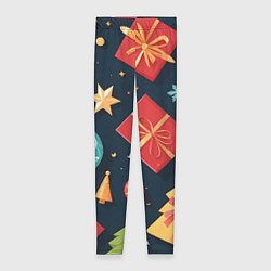 Леггинсы женские Новогодние подарки и шарики, цвет: 3D-принт