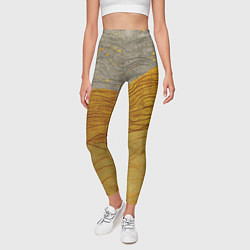 Леггинсы женские Золотые волны на сером текстура, цвет: 3D-принт — фото 2