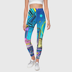 Леггинсы женские Космический город, цвет: 3D-принт — фото 2