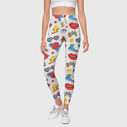 Леггинсы женские Паттерн с яркими молодежными стикерами, цвет: 3D-принт — фото 2