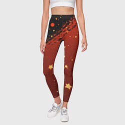 Леггинсы женские Золотые звездочки на коричневой текстуре, цвет: 3D-принт — фото 2
