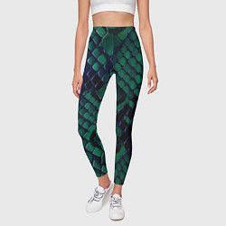 Леггинсы женские Бирюзовая змеиная кожа, цвет: 3D-принт — фото 2