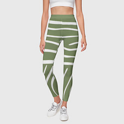 Леггинсы женские Полоски зеленой зебры, цвет: 3D-принт — фото 2