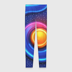 Леггинсы женские Оранжевый круг и голубые линии текстура, цвет: 3D-принт