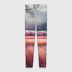 Леггинсы женские Поле и деревья пейзаж - инфракрасный стиль, цвет: 3D-принт