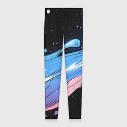 Леггинсы женские Синяя волна на черном - текстура, цвет: 3D-принт