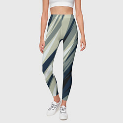Леггинсы женские Синий с оливковым диагональные полосы, цвет: 3D-принт — фото 2