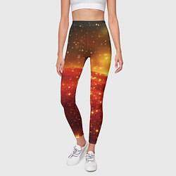Леггинсы женские Красно-желтая блестящая текстура, цвет: 3D-принт — фото 2