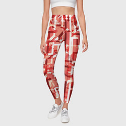 Леггинсы женские Красно-белый объёмный эффект, цвет: 3D-принт — фото 2