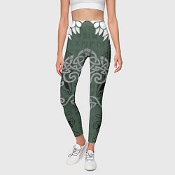 Леггинсы женские Древние руны и древо жизни с крыльями, цвет: 3D-принт — фото 2