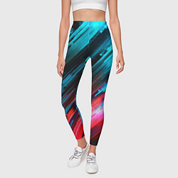 Леггинсы женские Синяя и красная краска на черном, цвет: 3D-принт — фото 2