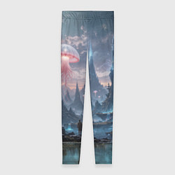 Женские легинсы Фантастический мир с медузами и озеро у гор