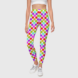 Леггинсы женские Разноцветный горох на белом, цвет: 3D-принт — фото 2