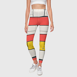 Леггинсы женские Красные полоски, цвет: 3D-принт — фото 2