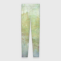 Женские легинсы Абстракция - white waves on green background