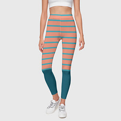Леггинсы женские Полосатый мандариновый морской рассвет, цвет: 3D-принт — фото 2