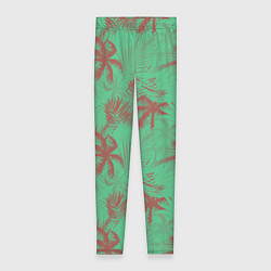 Леггинсы женские Palm brown turquoise, цвет: 3D-принт