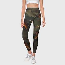 Леггинсы женские Порванная камуфляжная ткань с огнем, цвет: 3D-принт — фото 2