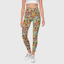 Леггинсы женские Фрукты и ягоды в паттерне, цвет: 3D-принт — фото 2