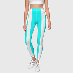 Леггинсы женские Color blue white stripes, цвет: 3D-принт — фото 2